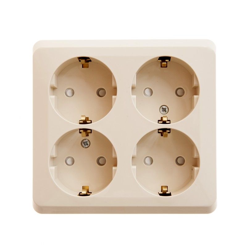 Этюд Кремовый Розетка 4-ая Systeme Electric Этюд наружный Бежевый с/з со шторками PA16-208K