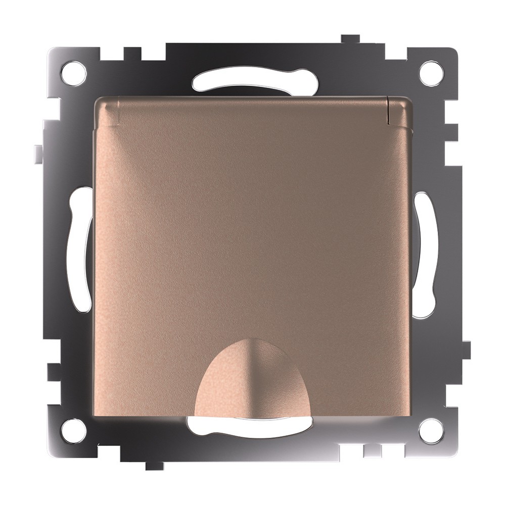 Катрин - Розетки и выключатели Stekker Розетка 1-местная с/з с крышкой STEKKER GLS16-7112-02 16А с защ. шторкой Катрин шампань 39594