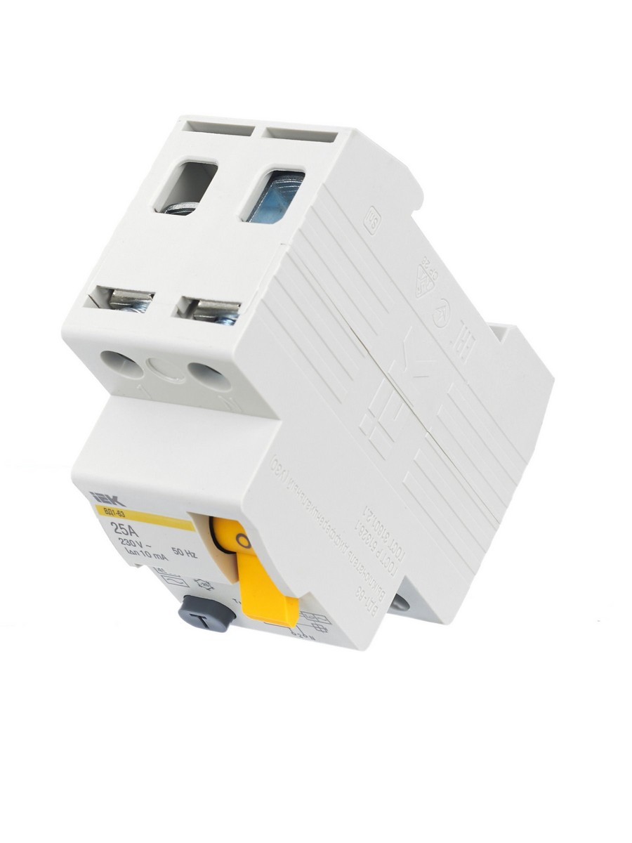 IEK Выключатель дифференциальный IEK KARAT ВД1-63 (УЗО) 2Р 25А 10мА MDV10-2-025-010 