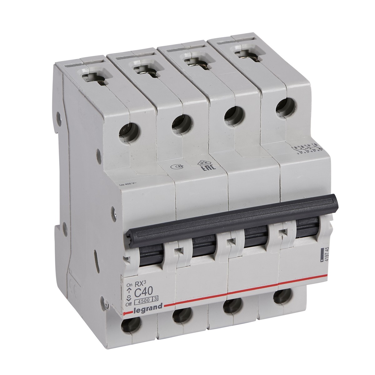 4 полюсные (четырехполюсные) Автоматический выключатель Legrand RX3 4P 40A (С) 4,5kA 419745 