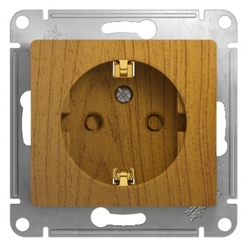 Glossa Дуб Розетка Systeme Electric Glossa Дерево Дуб с заземлением со шторками GSL000545