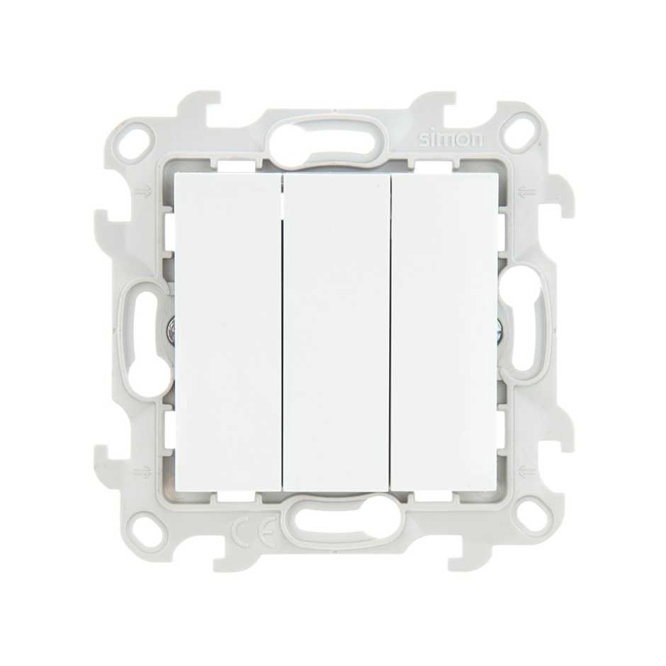 Розетки и выключатели Simon 24 Белые Выключатель Трехклавишный Simon 24 Белый 2450391-030