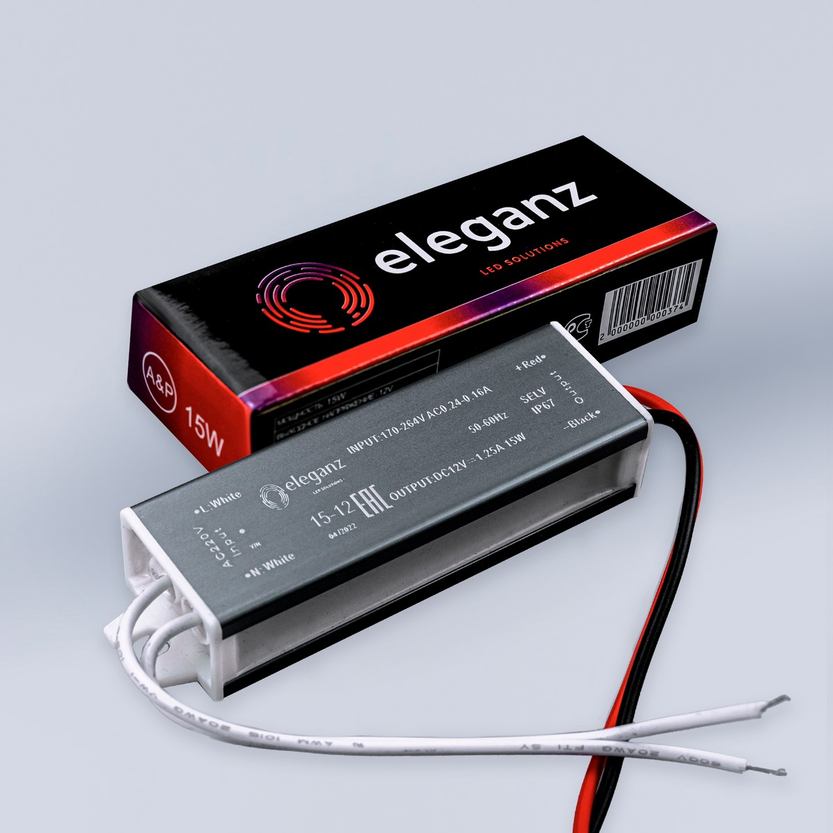 Блоки питания для светодиодной ленты Блок питания для светодиодной ленты Eleganz 12V 15W IP67 герметичный 1105 