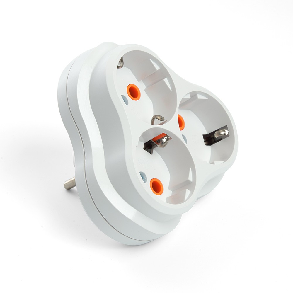 Колодки и удлинители, тройники Разветвитель сетевой 3-местный с/з STEKKER ADP16-23-21, 250V, 16A, ABS пластик, белый 49165 