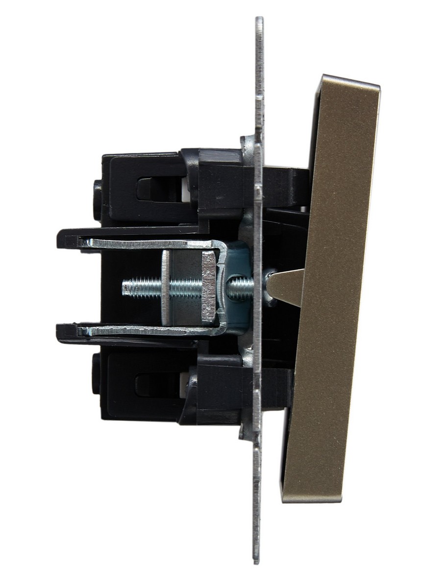 IEK Brite Шампань Выключатель IEK BRITE 2-клавишный с индикацией 10А ВС10-2-1-БрШ шампань BR-V20-1-10-K37