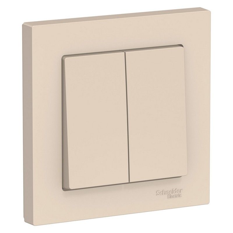 AtlasDesign Бежевый Выключатель 2-клавишный Systeme Electric AtlasDesign бежевый в сборе ATN000252