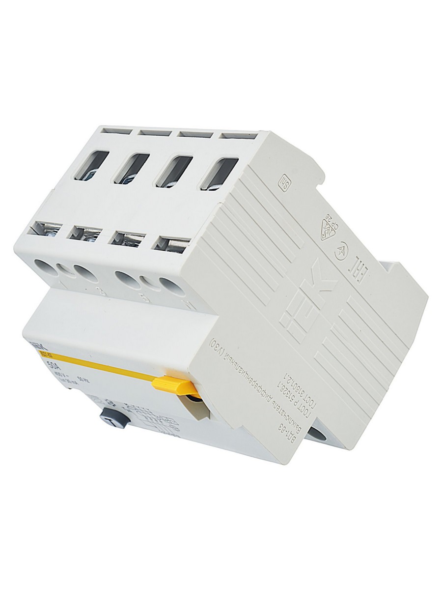 IEK Выключатель дифференциальный IEK KARAT ВД1-63 (УЗО) 4Р 50А 30мА MDV10-4-050-030 