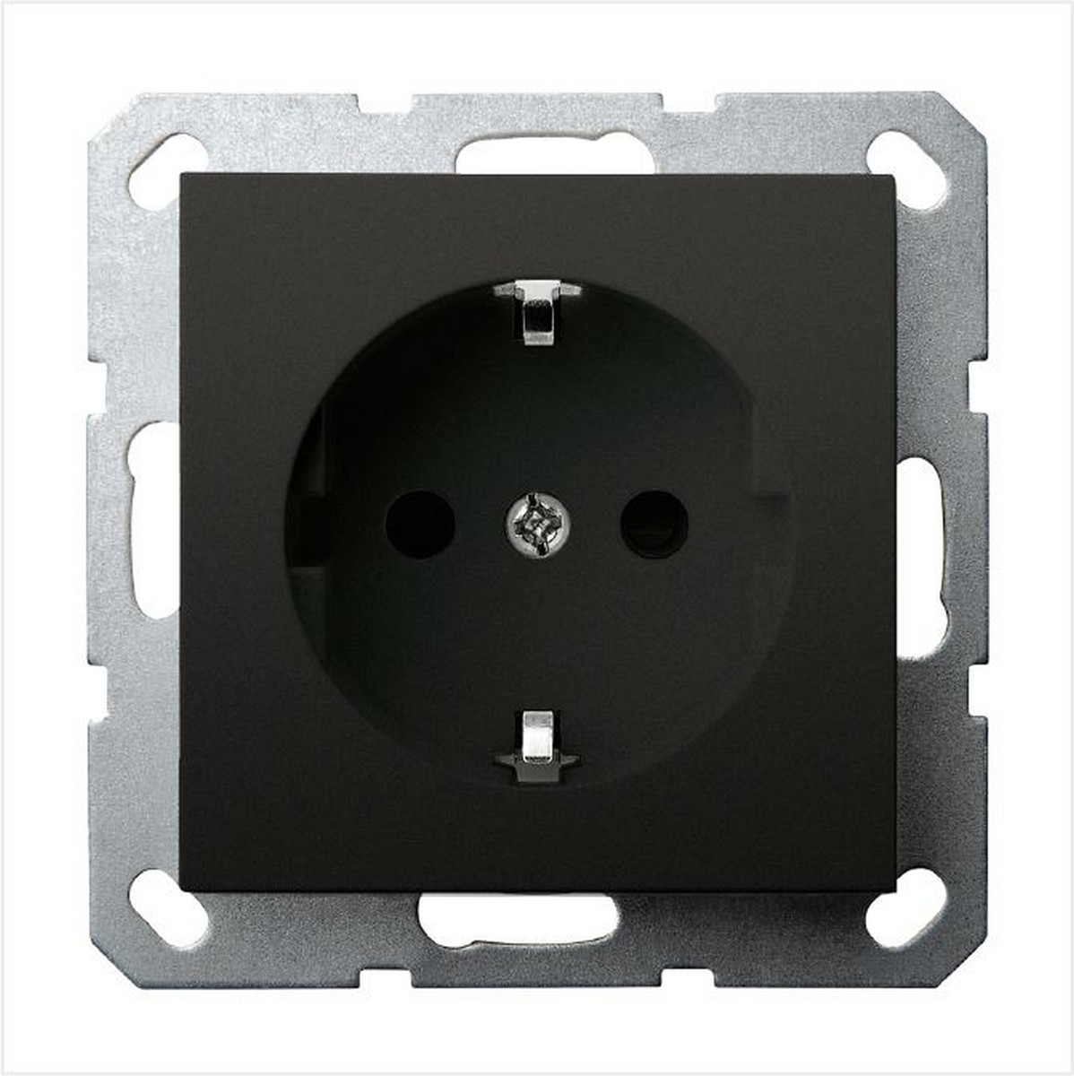 JASMART G - розетки и выключатели Розетка JASMART SCHUKO с защитными шторками Черный матовый (soft touch) G5501PB