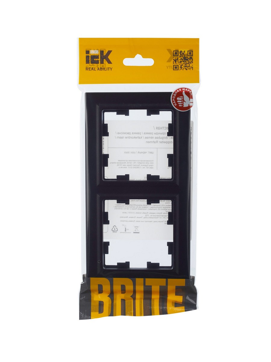 IEK Brite Рамки Рамка IEK BRITE 2-местная РУ-2-БрЧ черный BR-M22-K02