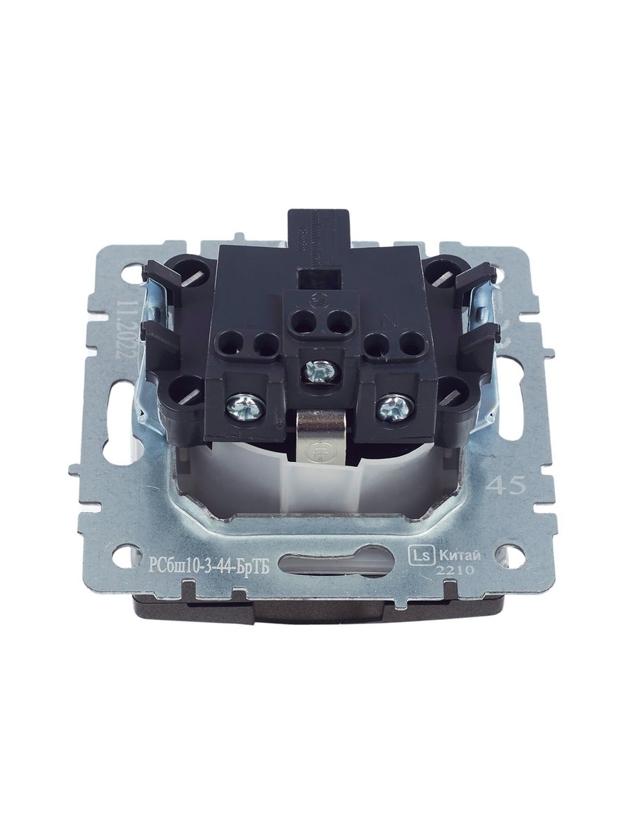 IEK Brite Бронза Розетка IEK BRITE с/з с шторками и крышкой 16А IP44 РСбш10-3-44-БрТБ темная бронза BR-R16-16-44-K45