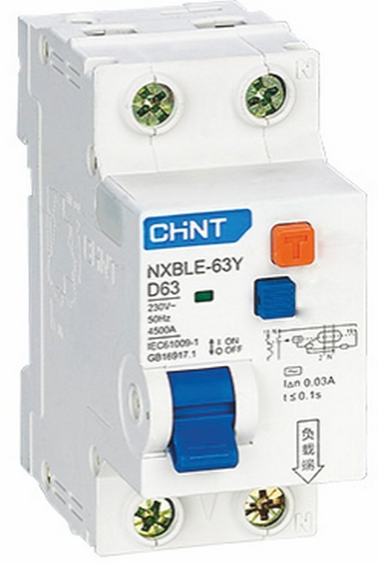 CHINT Дифференциальный автомат CHINT NXBLE-63Y 1P+N 16А 30mA электронный тип AС, х-ка С, 4.5kA 105542 