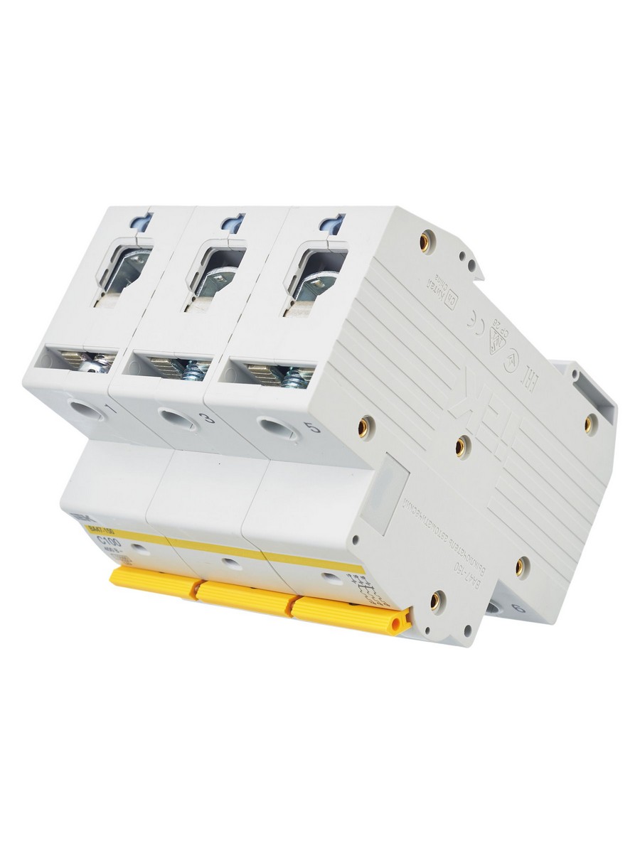 3 полюсные (трехполюсные) Автоматический выключатель IEK KARAT ВА47-150 3Р 100А 15кА х-ка C MVA50-3-100-C 