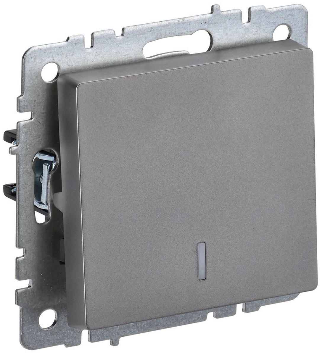 Выключатель IEK BRITE BASE Сталь 1-кл. прох. с инд. 10А ВС10-1-7-БрС BR-V12-1-10-K46