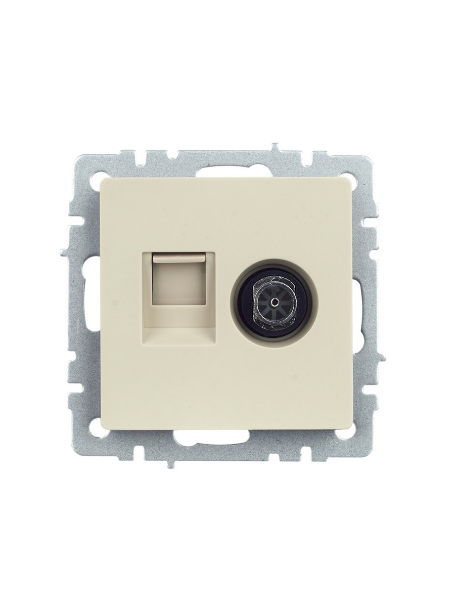 IEK Brite Бежевый Розетка IEK BRITE двойная TV+RJ45 кат.5E РТВ/РК12-БрКр бежевый BR-AK20-1-K10