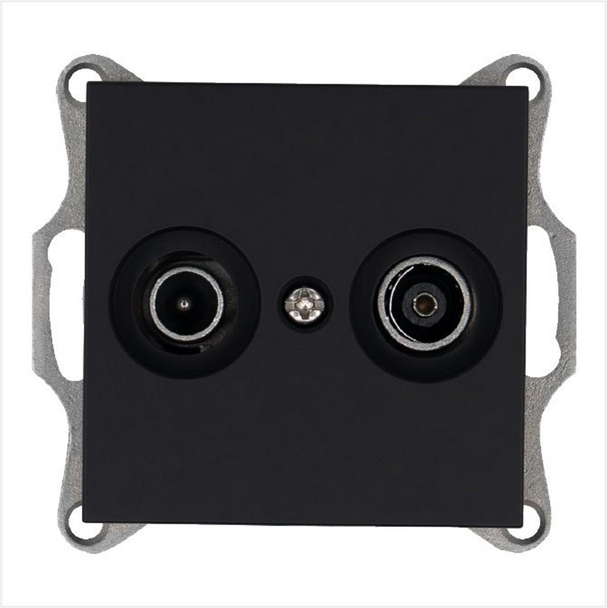 JASMART G - розетки и выключатели Розетка JASMART TV+FM проходная Черный матовый (soft touch) G6205PB