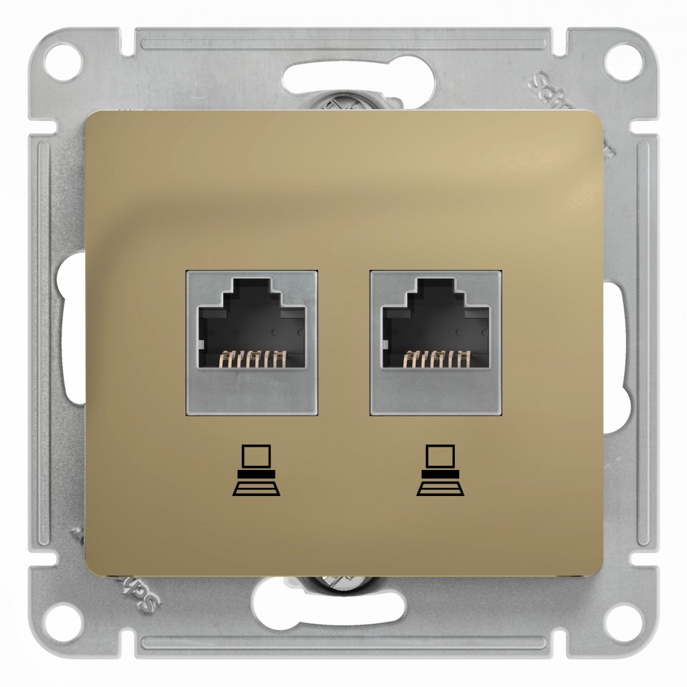 Glossa Титан Розетка компьютерная Systeme Electric Glossa Титан 2-ая RJ45+RJ45, кат.5E GSL000485KK