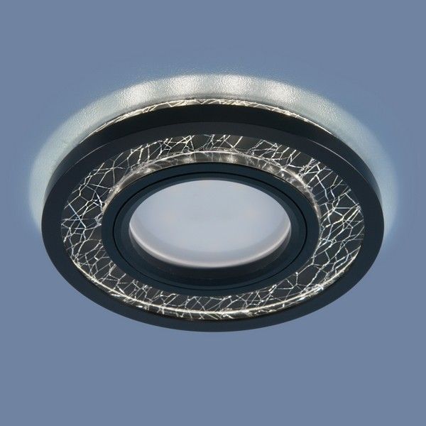 Светильники встраиваемые распродажа Встраиваемый точечный светильник Elektrostandard со светодиодной подсветкой 7020 MR16 BK/SL черный/серебро 