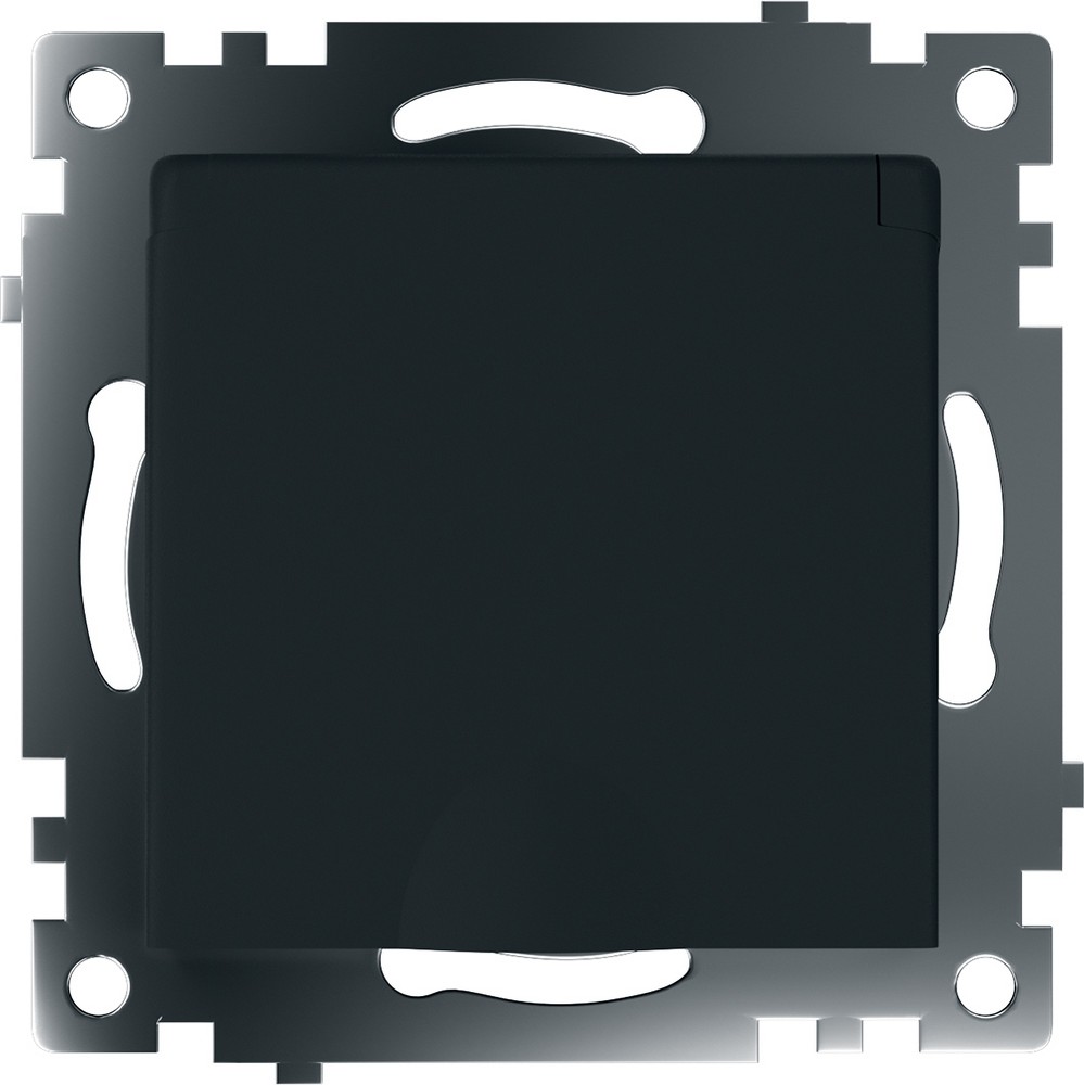 Катрин - Розетки и выключатели Stekker Розетка 1-местная с/з с крышкой STEKKER GLS16-7112-05 16А с защ. шторкой Катрин черный 39608