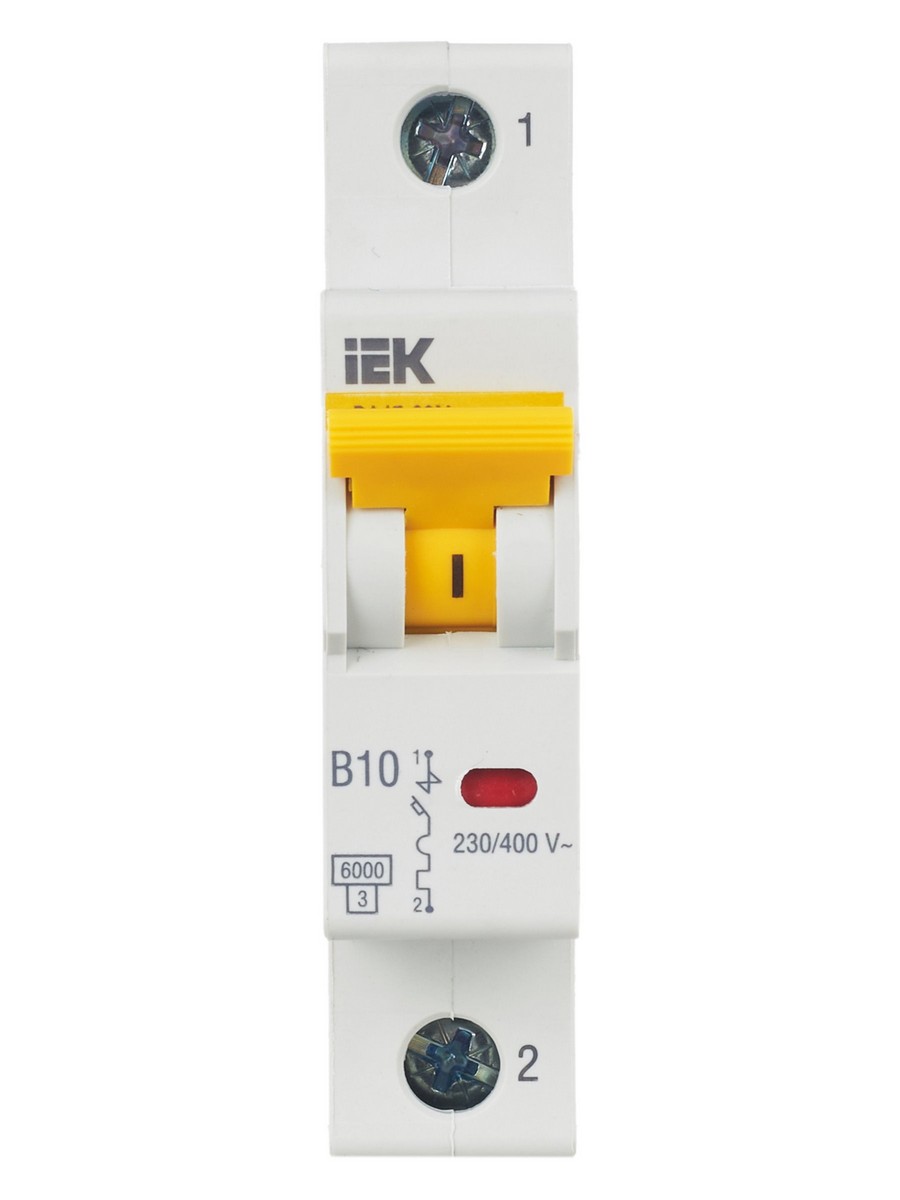 1 полюсные (однополюсные) Автоматический выключатель IEK KARAT ВА47-60M 1Р 10А 6кА B MVA31-1-010-B 