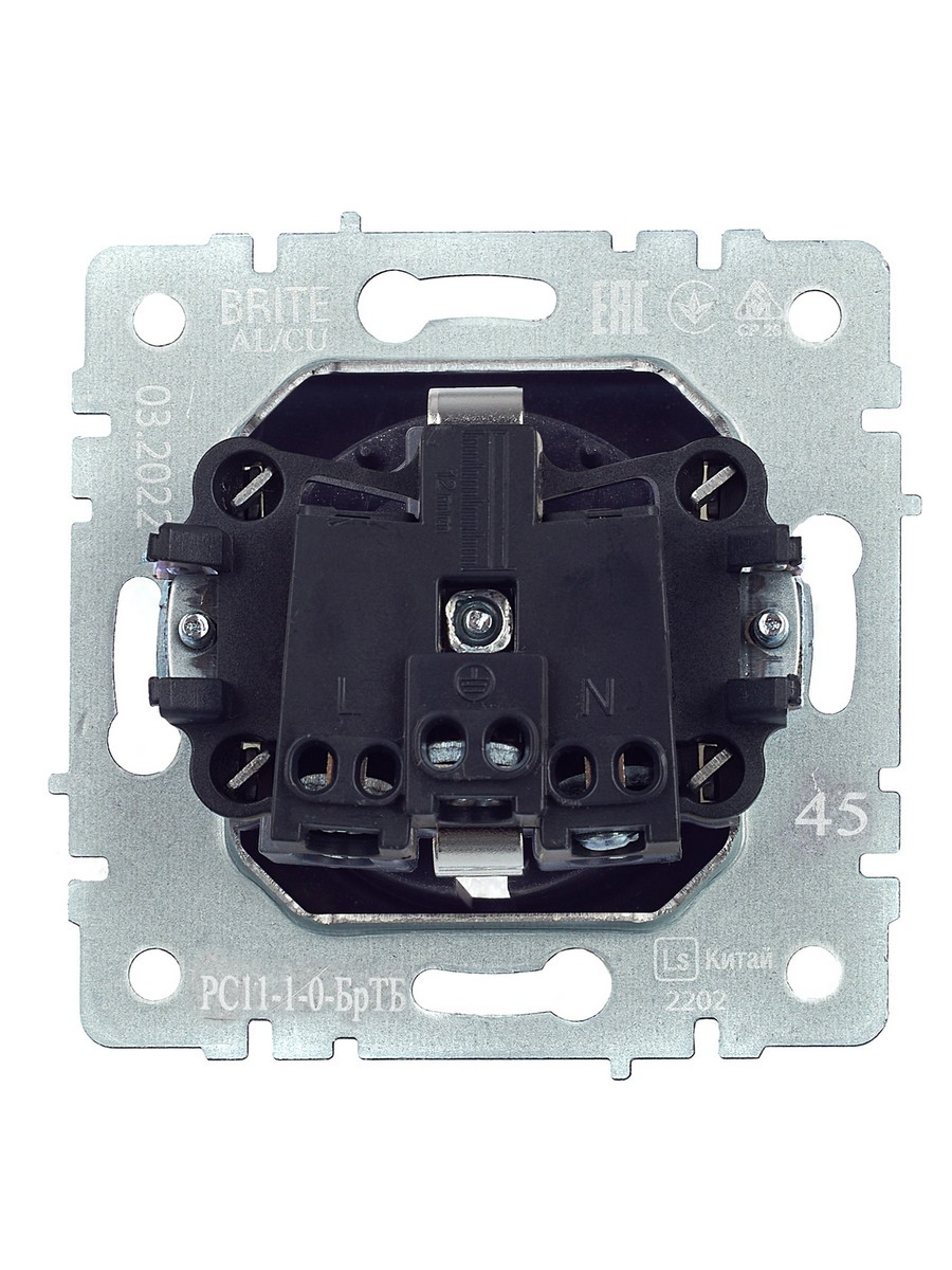 IEK Brite Бронза Розетка IEK BRITE с/з без шторок 16А РС11-1-0-БрТБ темная бронза BR-R11-16-K45