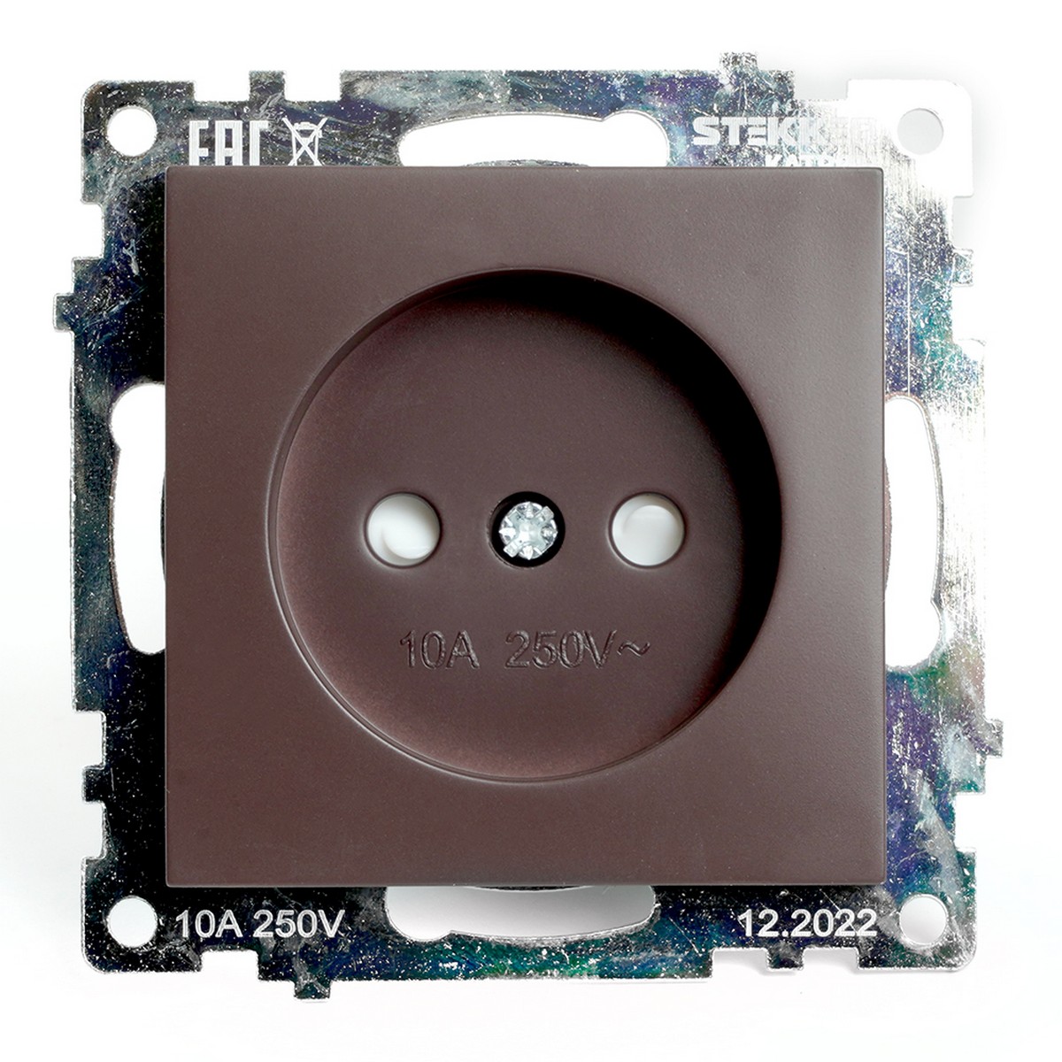 Катрин - Розетки и выключатели Stekker Розетка 1-местная б/з STEKKER GLS10-7109-04 250V 10А с защ. шторкой Катрин шоколад 49025