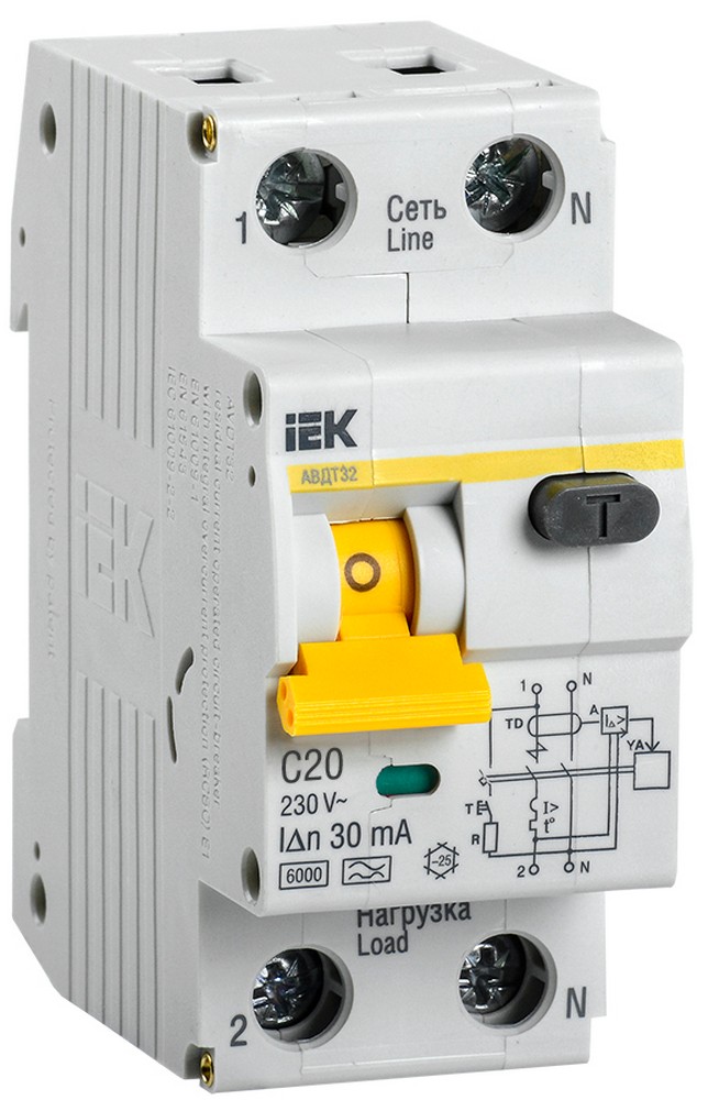 IEK Дифференциальный автоматический выключатель IEK KARAT АВДТ32 2P 20A MAD22-5-020-C-30 