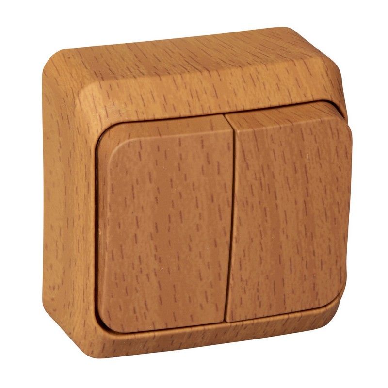 Этюд Дача Выключатель 2-клавишный Systeme Electric Этюд наружный Дача Темный бук с подсветкой BA10-006T