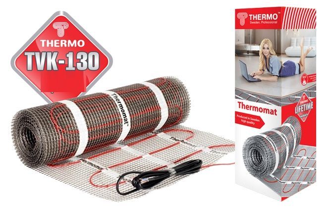 Теплый пол Thermo (Швеция) Теплый пол нагревательный мат Thermo Thermomat TVK-130 1,5 м.кв