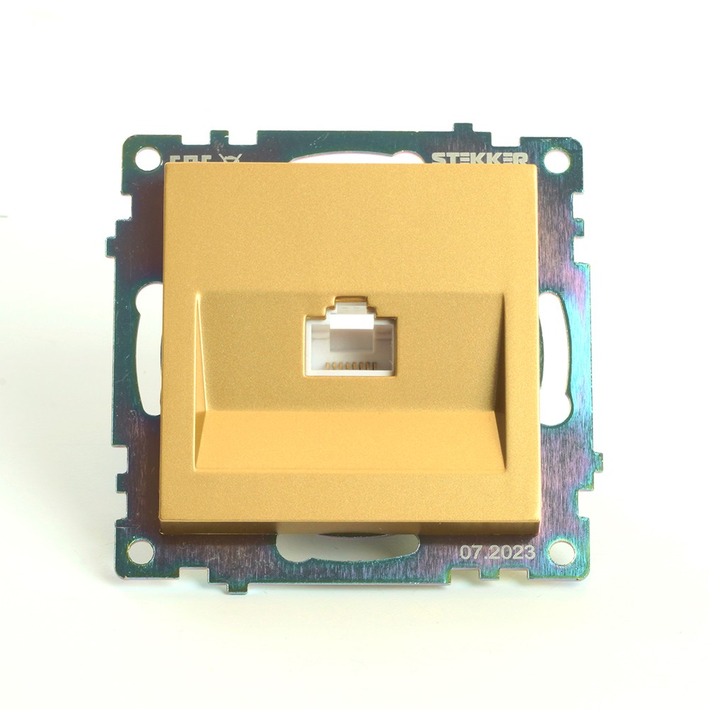Катрин - Розетки и выключатели Stekker Розетка компьютерная 1-местная RJ-45 STEKKER GLS00-7107-08 Катрин золото 49227