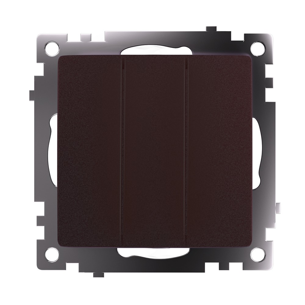 Катрин - Розетки и выключатели Stekker Выключатель 3-клавишный STEKKER GLS10-7108-04 250V 10А Катрин шоколад 49175