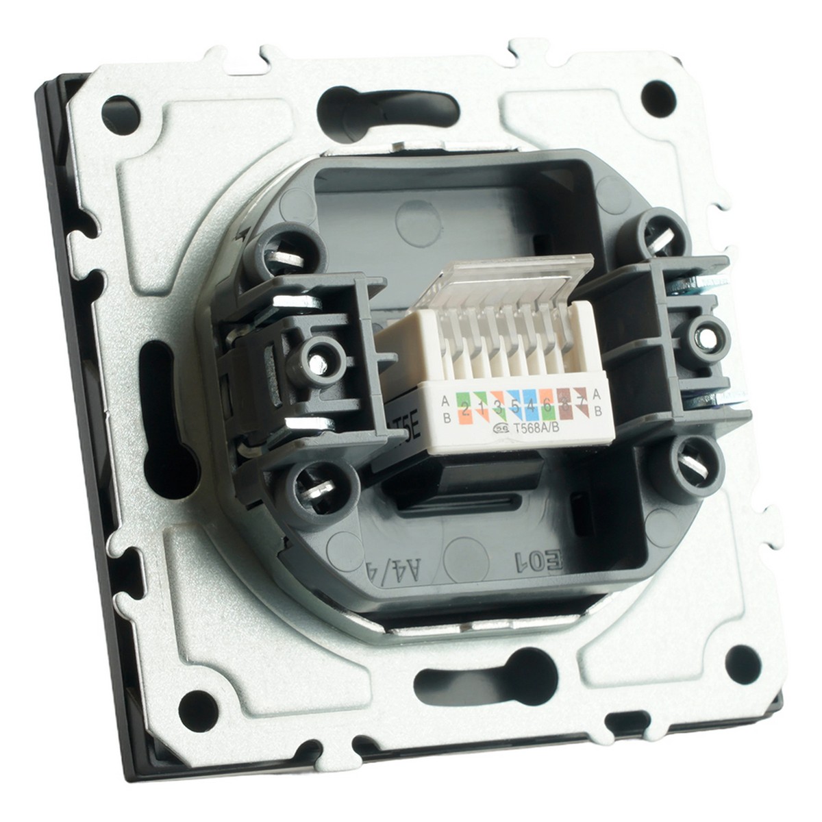 Эмили - Розетки и выключатели Stekker Розетка компьютерная 1-ая RJ-45 STEKKER Эмили RST00-5117-05 черный уголь soft touch 49847