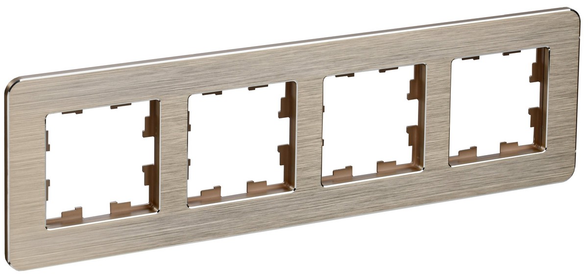 IEK Brite Рамки Рамка IEK BRITE DECOR Шампань металл. скругл.угол 4-м РУ-4-1-Бр RE AL BR-M42-M-21-K37