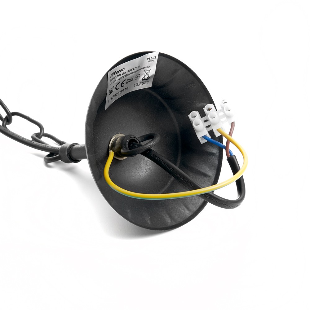 Светильник садово-парковый Feron PL675 на цепочке 60W 230V E27 черный 11690
