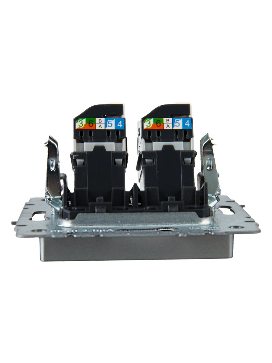 IEK Brite Алюминий Розетка IEK BRITE компьютерная двойная RJ45 кат.5E РК10-2-БрА алюминий BR-K20-1-K47