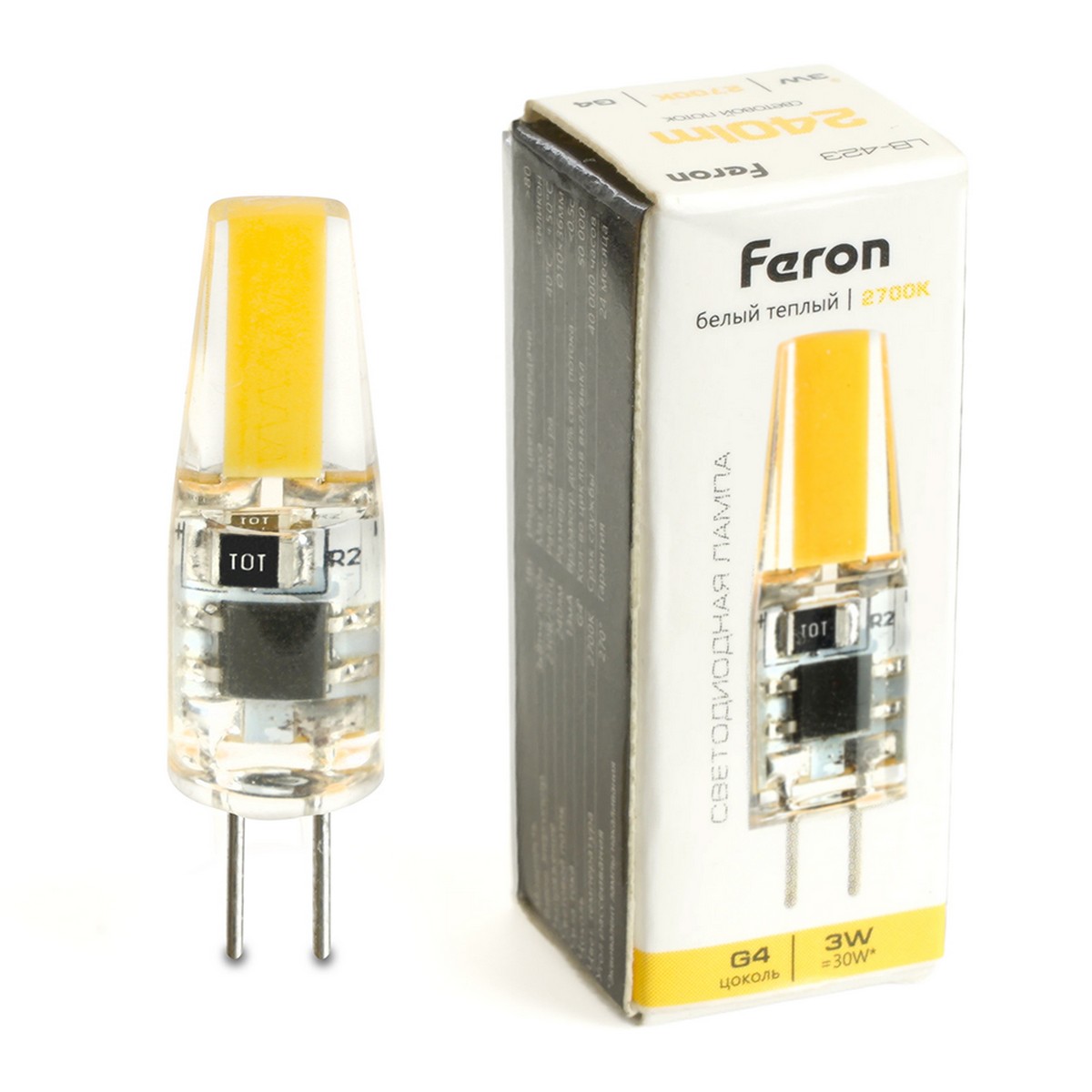 G4 Лампа светодиодная Feron LB-423 G4 3W 230V 2700K 51167 