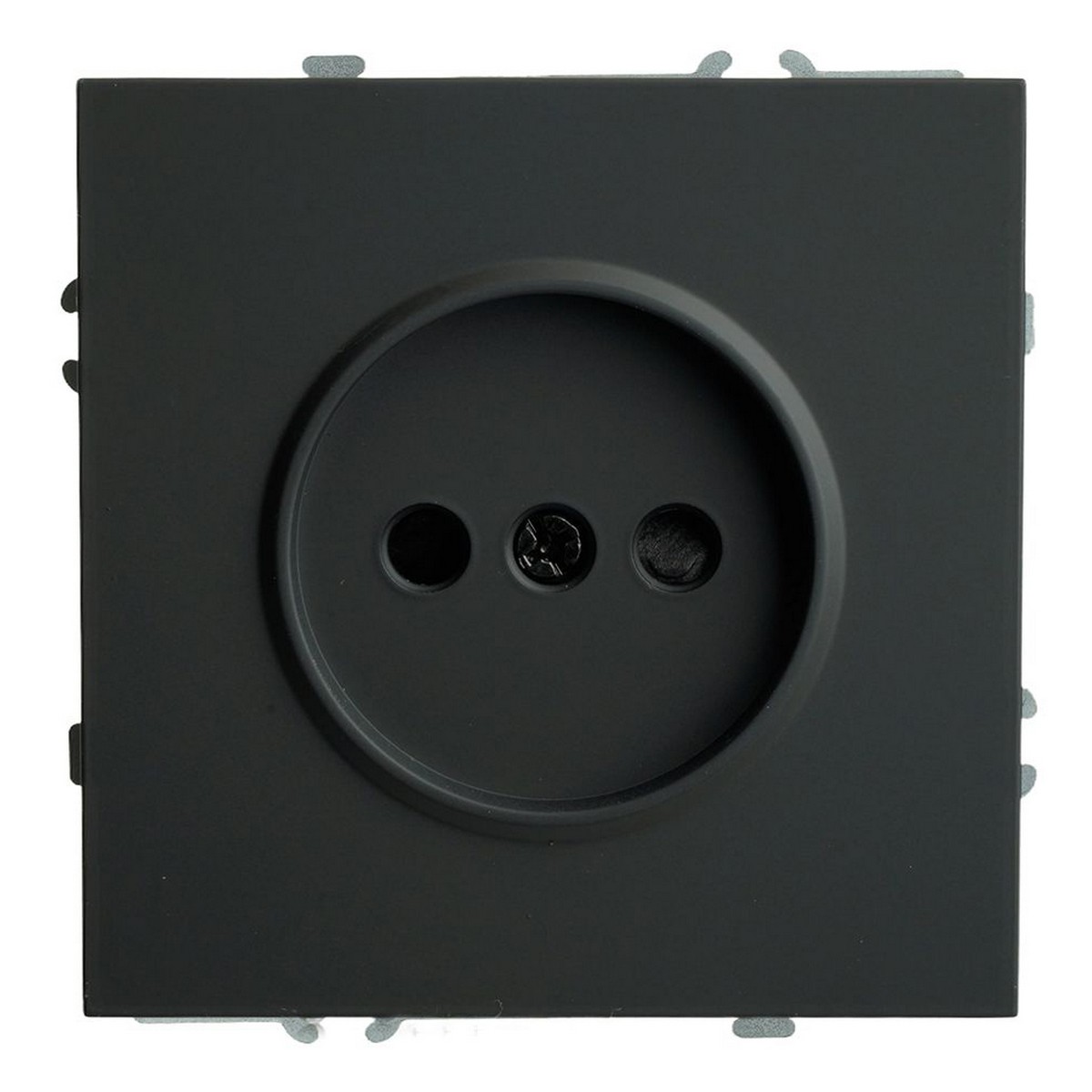 Эмили - Розетки и выключатели Stekker Розетка 1-местная с з/ш б/з самозажимной STEKKER Эмили RST16-5109-05ZK черный уголь soft touch 50250