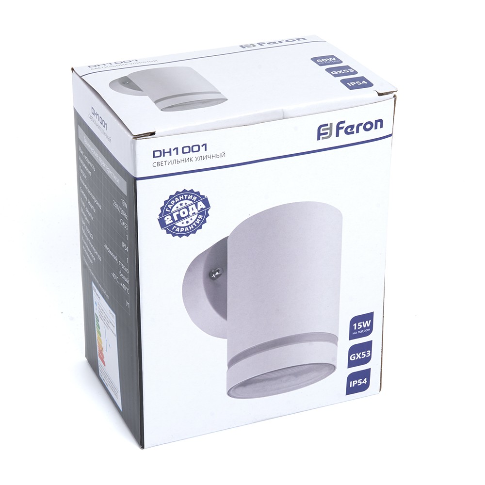 Уличные настенные светильники Светильник садово-парковый Feron DH1001 на стену  GX53 230V белый 48315 