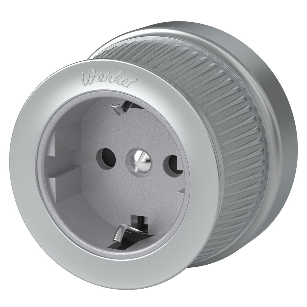 Werkel Ретро Розетка Werkel с заземлением и шторками (Матовый хром) ретро WL19-10-020