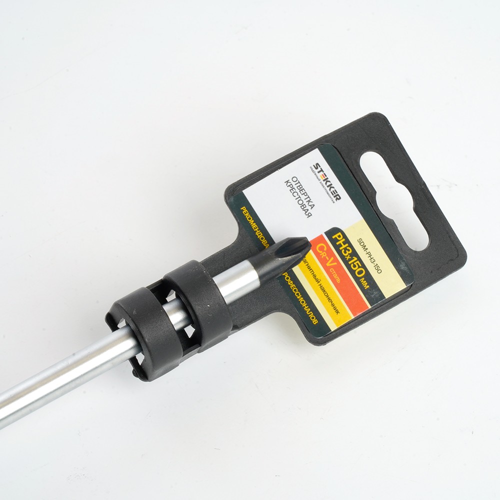 Отвертка крестовая STEKKER Ph 3 х 150 мм Cr-V двухкомпонентная рукоятка SDM-PH3-150 39771 фото