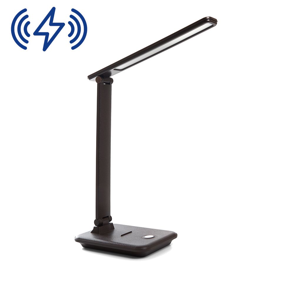 Настольные лампы Настольная лампа Feron DE1728  25W коричневый с беспроводной зарядкой 41451 