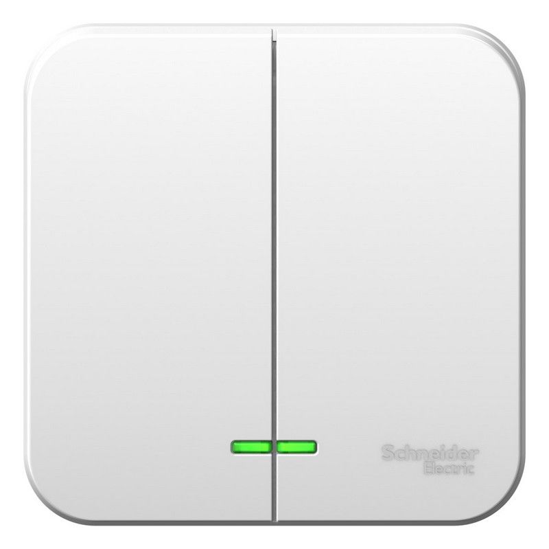 Blanca белые розетки и выключатели Выключатель SE Blanca 2-клавишный Белый наружный с подсветкой 6А BLNVA065101