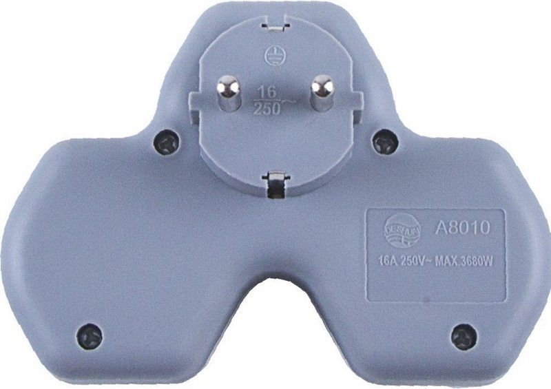 Колодки и удлинители, тройники Разветвитель сетевой 3-местный с/з STEKKER ADP16-13-20 250V16A ABS огнеустойчивый 32871 