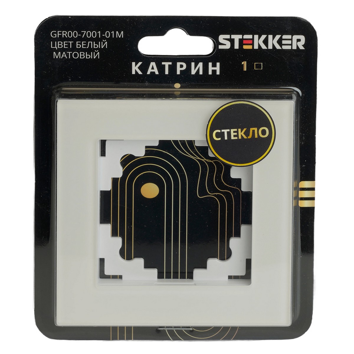 Катрин - Розетки и выключатели Stekker Рамка STEKKER 1-местная Катрин стекло белый матовый GFR00-7001-01М 49594