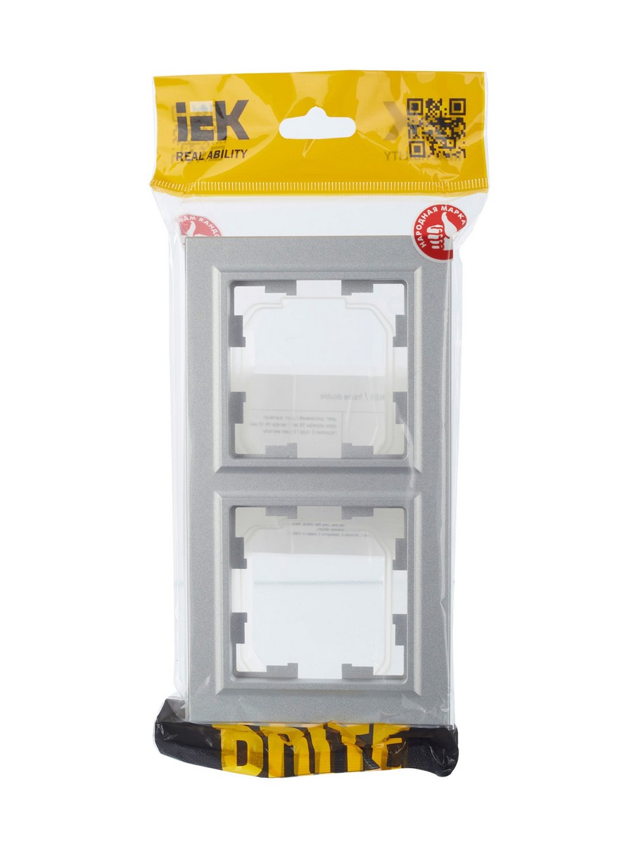 IEK Brite Рамки Рамка IEK BRITE 2-местная IP44 РУ-2-БрА-44 алюминий BR-M22-44-K47