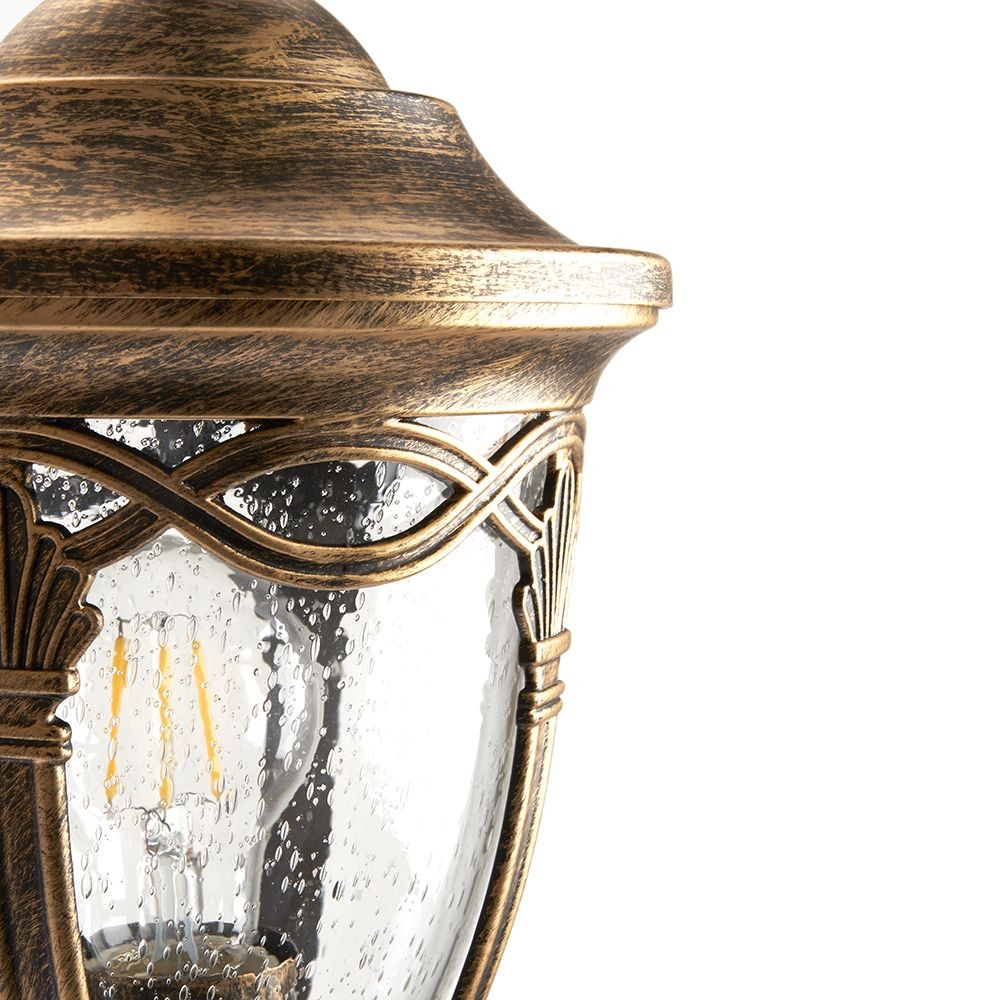 Уличные настенные светильники Светильник садово-парковый Feron PL682 на стену вверх 60W 230V E27 черное золото 11693 