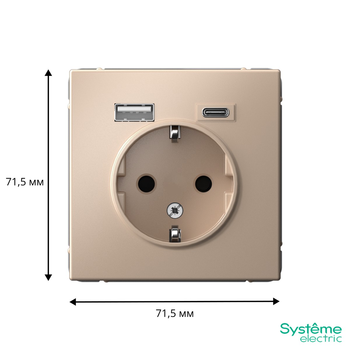 ArtGallery Песочный Розетка Systeme Electric ArtGallery Песочный 16А с 2 USB A+C 5В4А/30А 5В/15А GAL001232