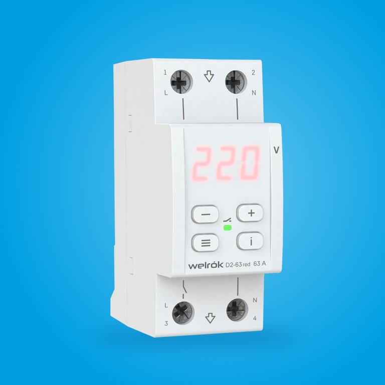 Реле напряжения и контроля фаз Реле напряжения Welrok D2-63 red  63А (max 80A) 4660251140014 