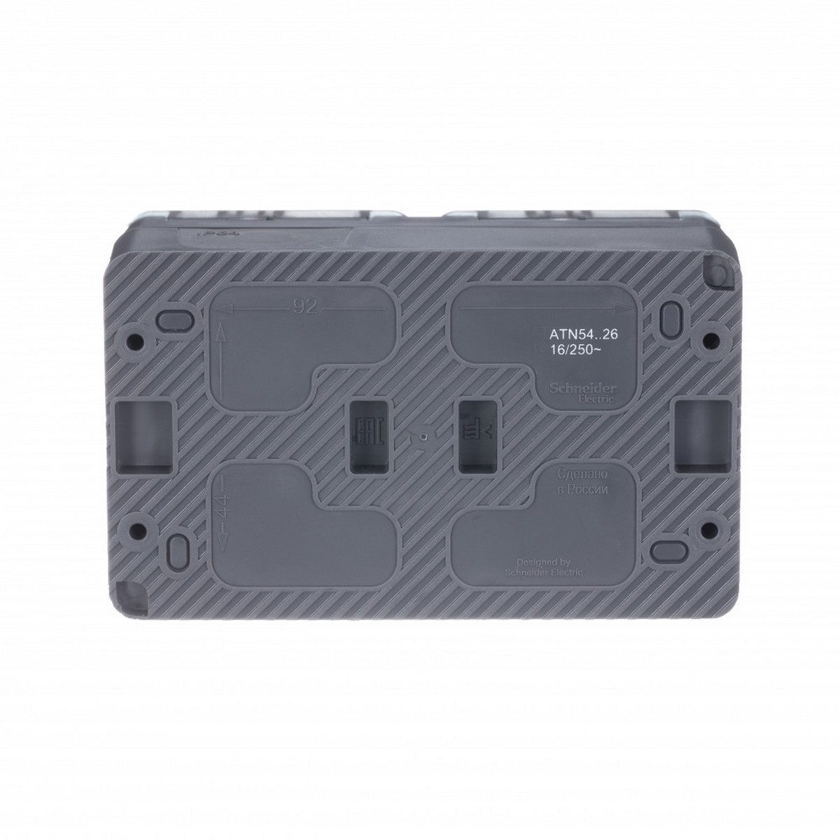 AtlasDesign Карбон Розетка Systeme Electric AtlasDesign Profi54 наружная Антрацит 2-ая с/з со шторками 16А ATN544026