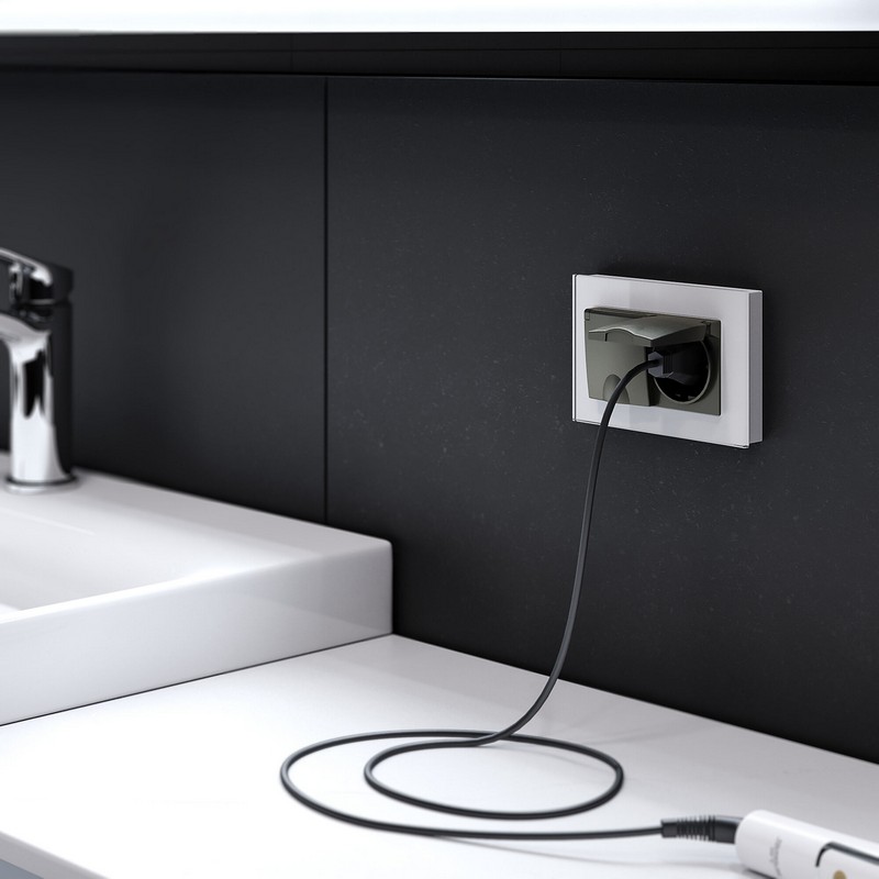 Werkel Черный матовый механизмы Розетка Werkel двойная влагозащ. с зазем. с защит. крышками и шторками (черный матовый) W1172208