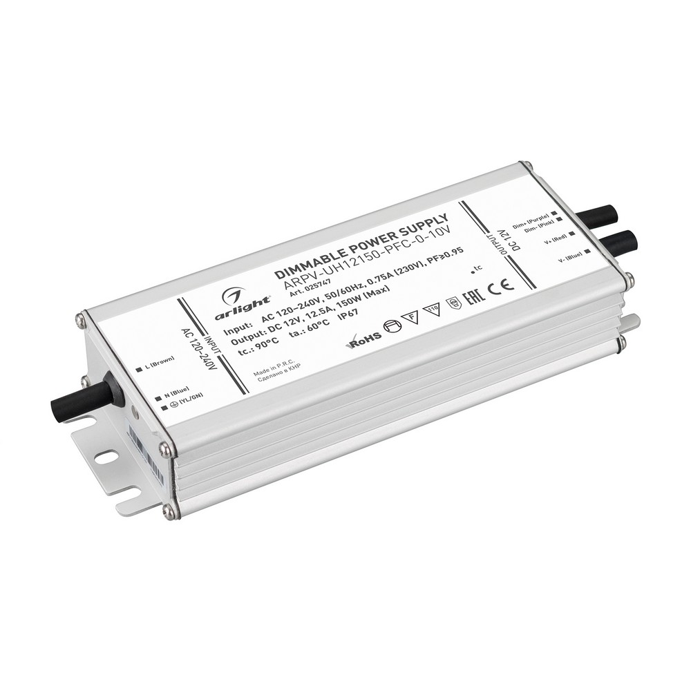 Блоки питания для светодиодной ленты Блок питания Arlight ARPV-UH12150-PFC-0-10V (12V, 12.5A, 150W) ( IP67 Металл, 7 лет) 025747 